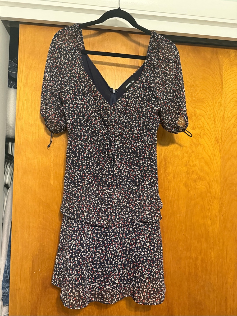 Sugarlips Navy Floral V-Neck Dress